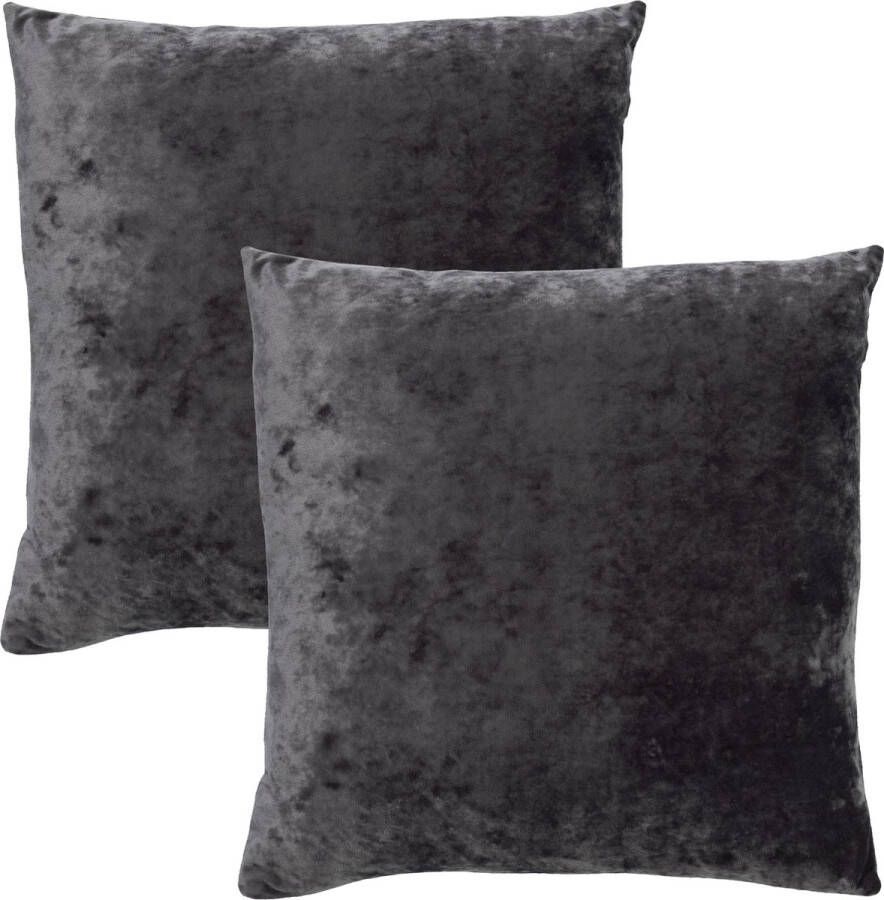 Dutch Decor Set van 2- SKY- Kussenhoezen unikleur Charcoal Grey 45x45 cm Grijs