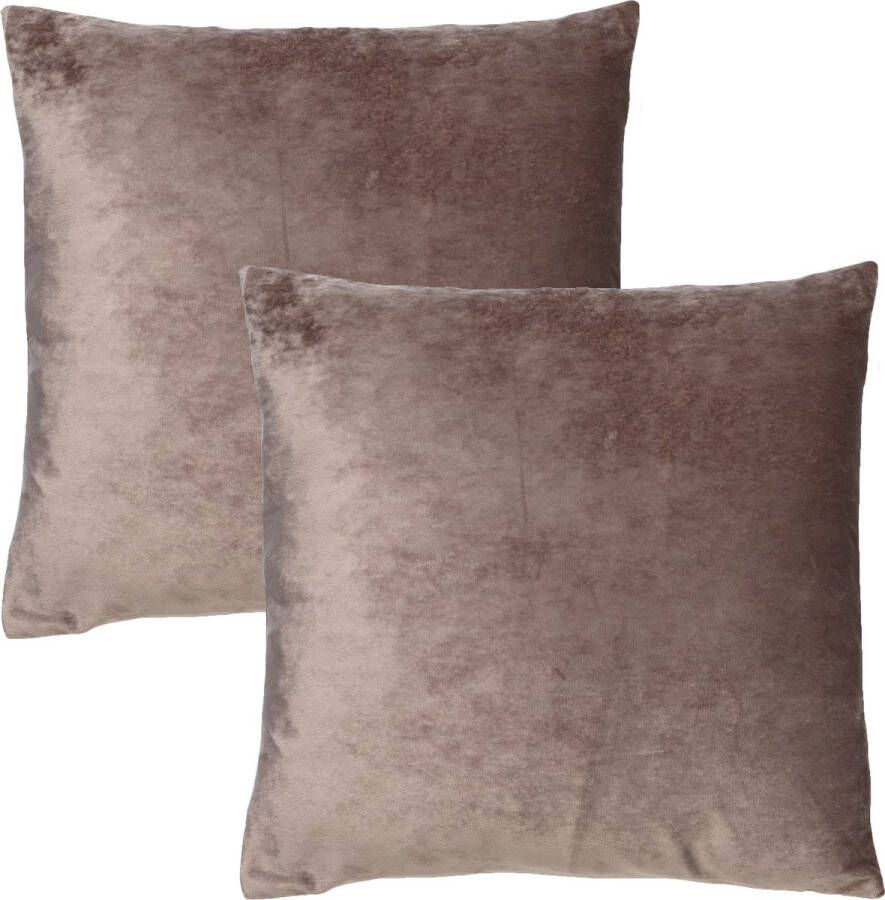 Dutch Decor Set van 2 Kussenhoezen SKY 45x45 cm Velvet Driftwood taupe unikleur