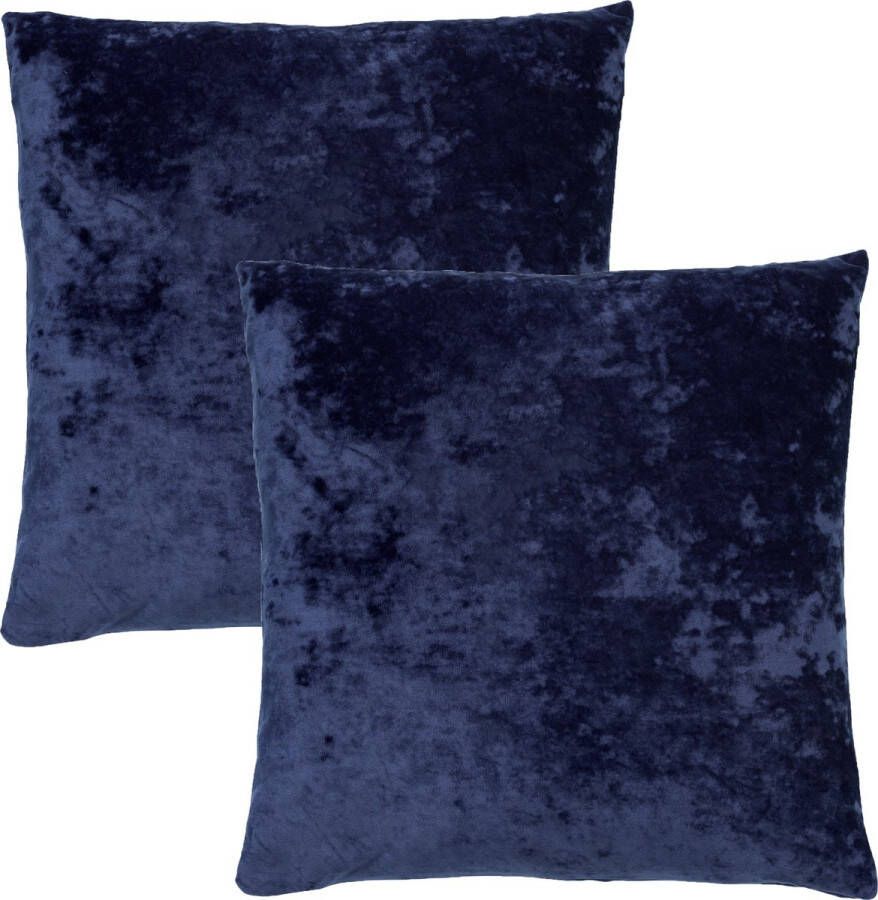 Dutch Decor Set van 2 Kussenhoezen SKY 45x45 cm Velvet Insignia Blue donkerblauw unikleur