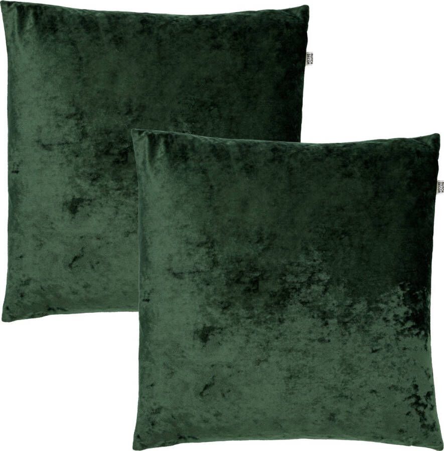 Dutch Decor Set van 2 Kussenhoezen SKY 45x45 cm Velvet Mountain View donkergroen unikleur