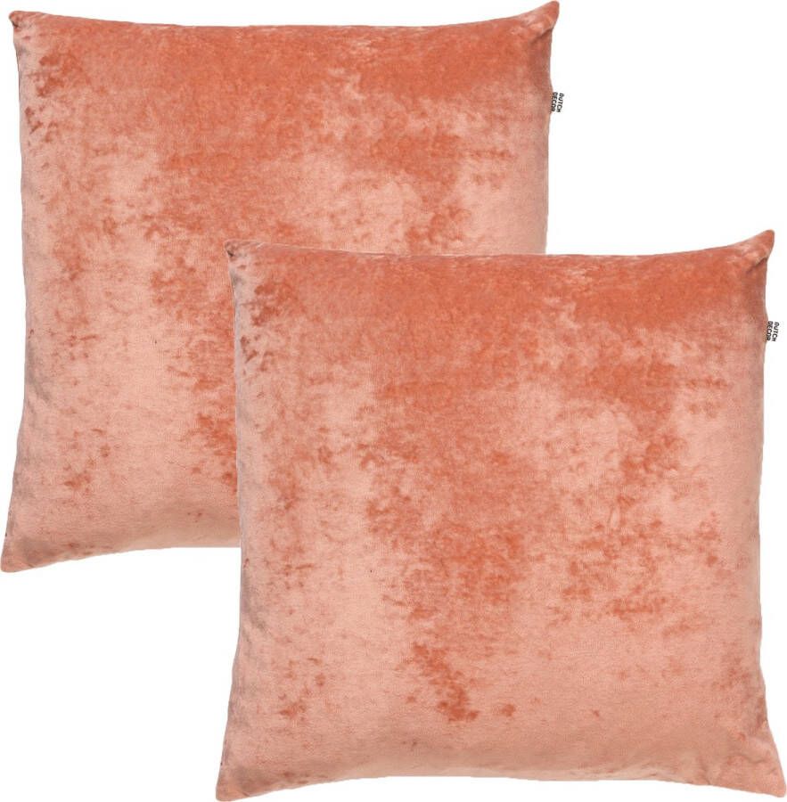 Dutch Decor Set van 2- SKY- Kussenhoezen unikleur Muted Clay 45x45 cm Roze