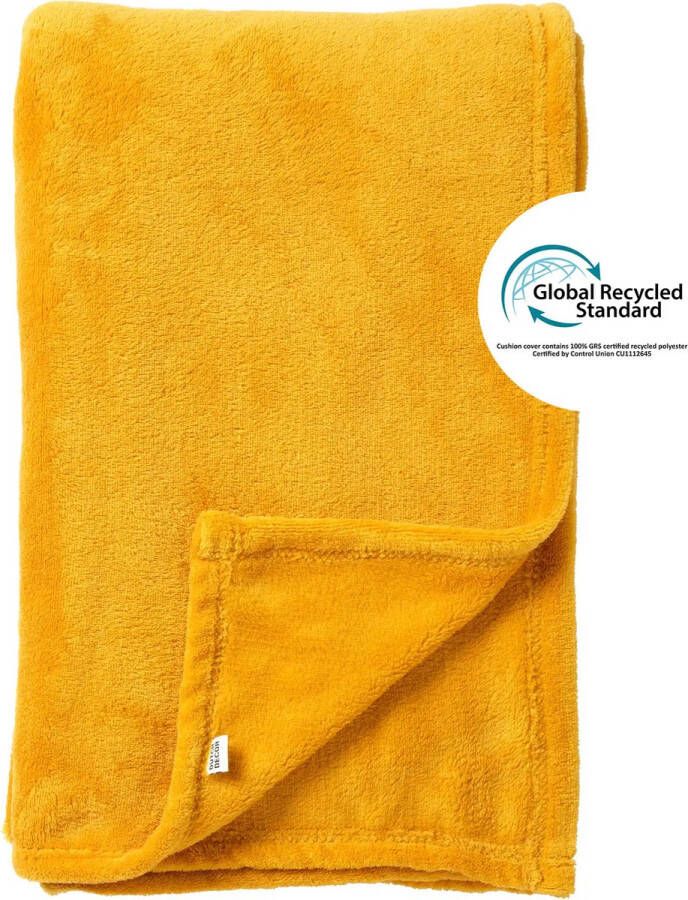 Dutch Decor SIDNEY Plaid Fleece deken van 100% gerecycled polyester – superzacht Eco Line collectie 140x180 cm Golden Glow geel Deken