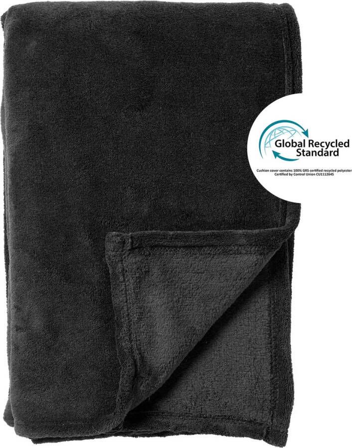 Dutch Decor SIDNEY Plaid Fleece deken van 100% gerecycled polyester – superzacht Eco Line collectie 140x180 cm Raven zwart Deken