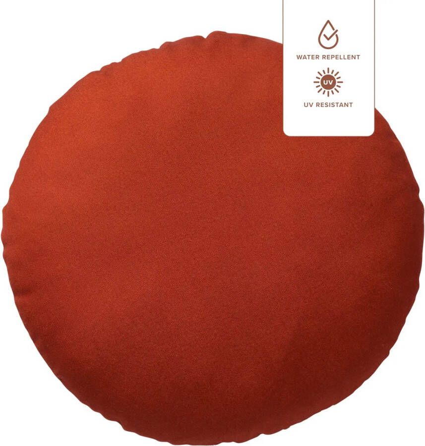 Dutch Decor SOL Sierkussen rond outdoor 40 cm Potters Clay waterafstotend en uv-bestendig oranje