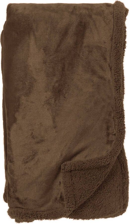 Dutch Decor STANLEY Plaid 150x200 cm fleece deken met teddy en fleece Chocolate Martini donkerbruin