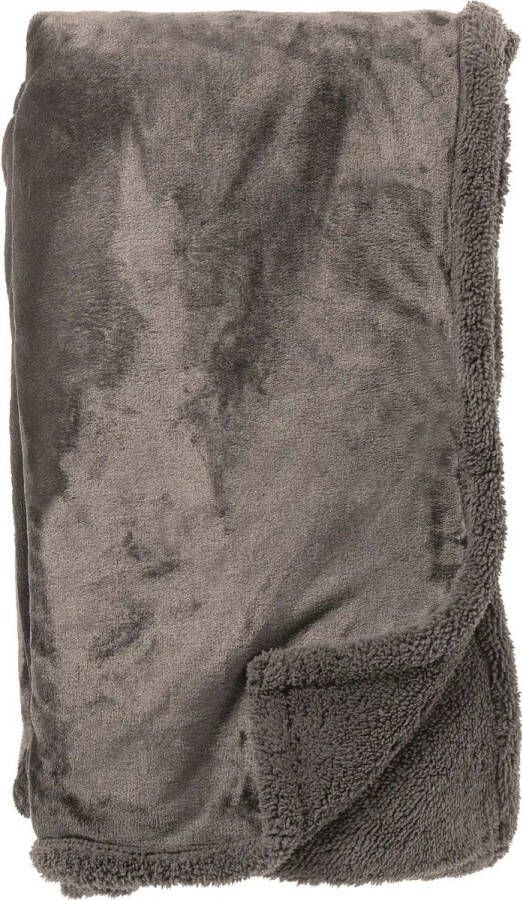 Dutch Decor STANLEY Plaid 150x200 cm fleece deken met teddy en fleece Driftwood taupe