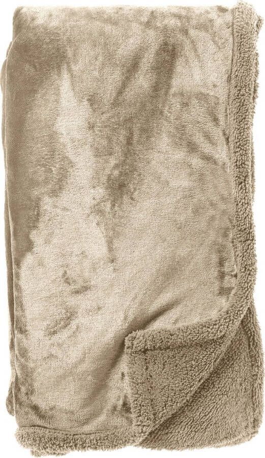 Dutch Decor STANLEY Plaid 150x200 cm fleece deken met teddy en fleece Pumice Stone beige