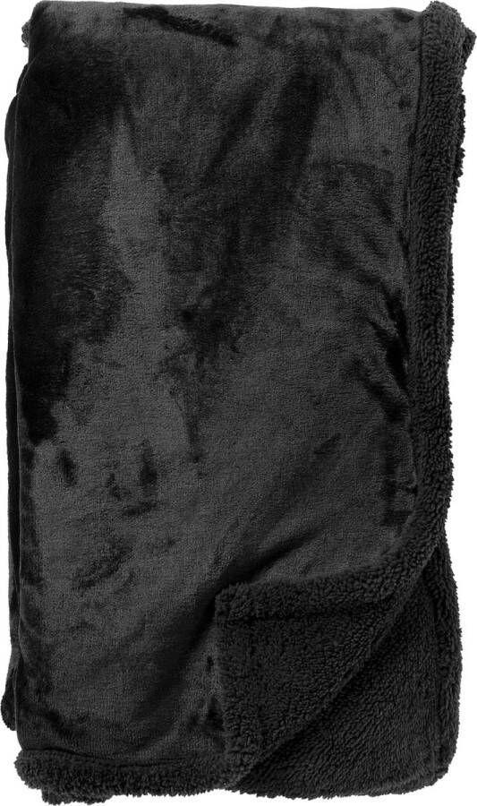 Dutch Decor STANLEY Plaid 150x200 cm fleece deken met teddy en fleece Raven zwart Deken