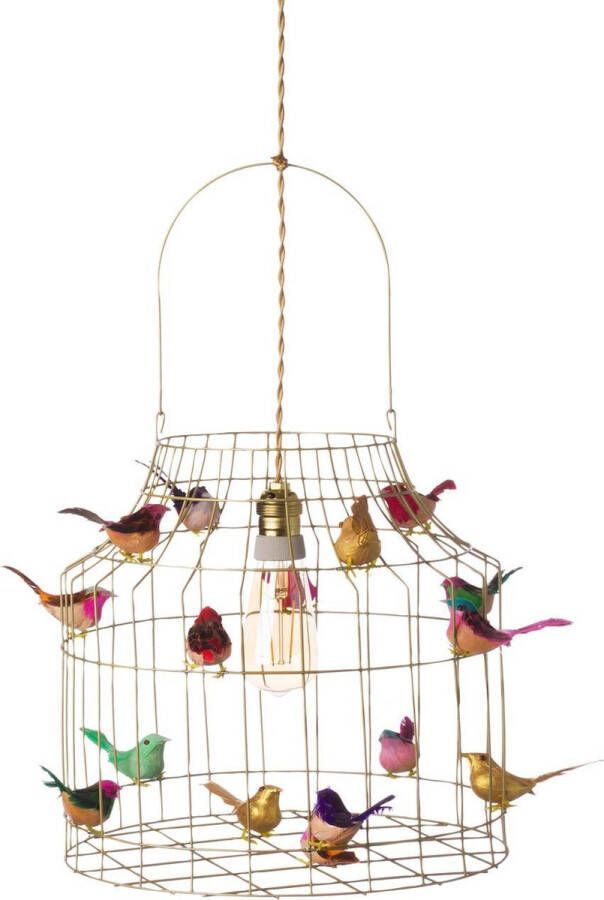 Dutch Dilight Kinder hanglampen | Hanglamp kinderkamer goudkleurig | lamp kinderkamer | lamp meisjeskamer | lamp babykamer | lamp met vogeltjes | vogelkooi lamp |
