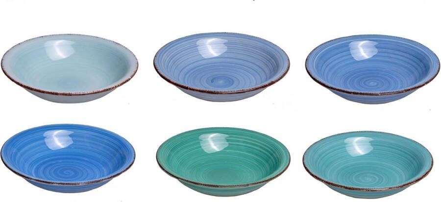 Dutch Kitchen Diepe borden Ø 21 cm Ocean Blue 6 stuks Aardewerk