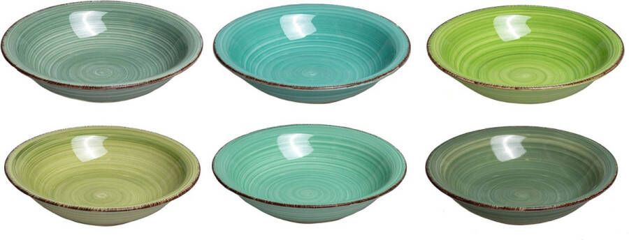Dutch Kitchen Diepe borden ø 21 cm Summer Green 6 Stuks Aardewerk