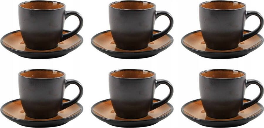 Dutch Kitchen Koffieset glaze Amber 12-delig Kop en Schotel Set 6 Persoons