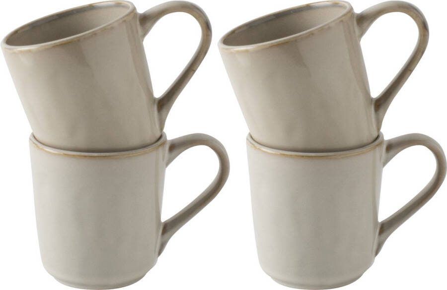 Dutch Rose Organic Bekers Giftset van 4 Stoneware Handgemaakt Creme 39 cl