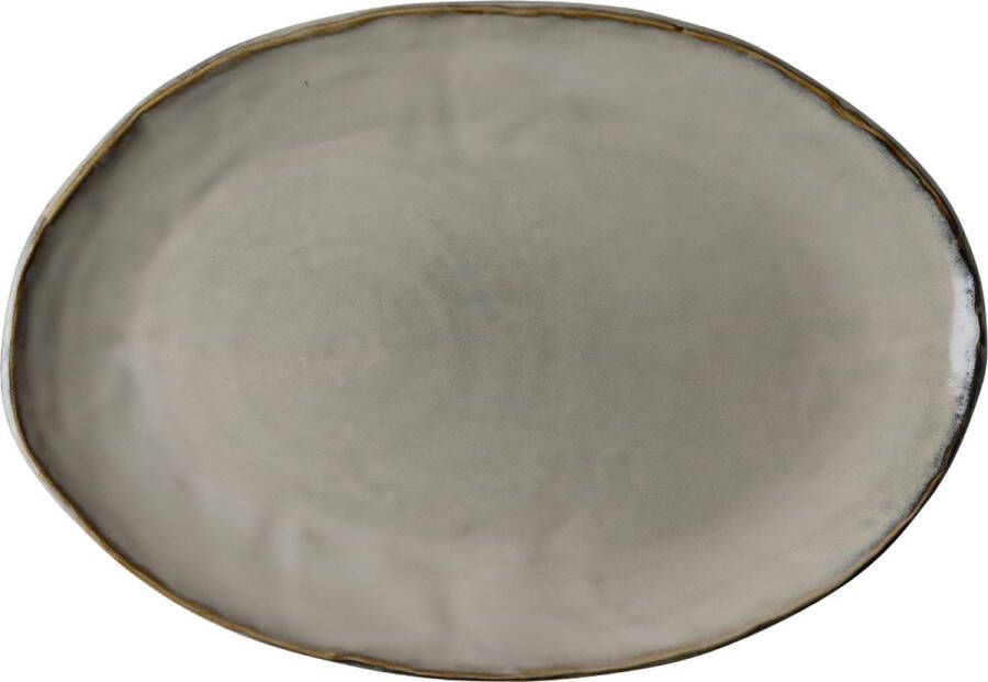 Dutch Rose Organic Ovale schaal Serveerschaal 40x28cm Stoneware Handgemaakt Creme