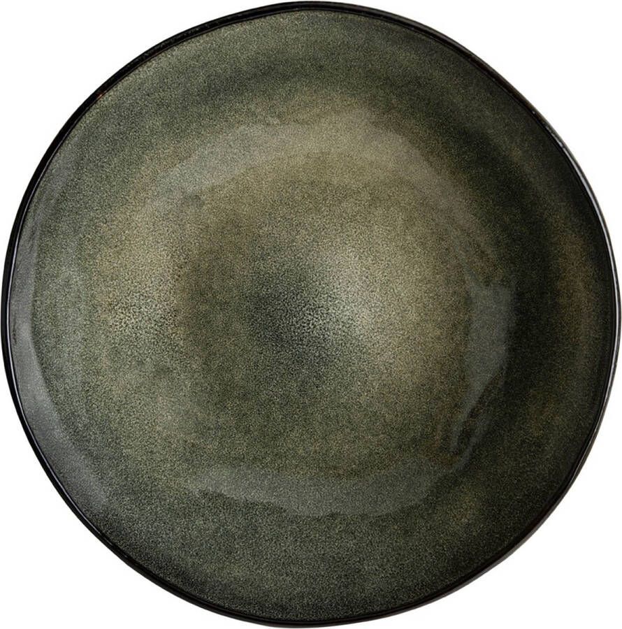Dutch Rose Organic Schaal Kom 33 cm Stoneware Handgemaakt Groen