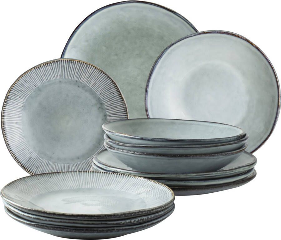 Dutch Rose Organic Serviesset 4 persoons 12 Delig Blauw Kerst Servies