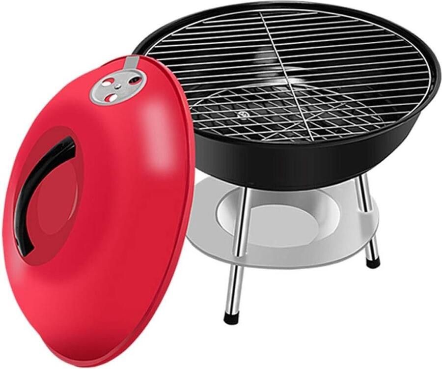 Dutch Standard Houtskoolbarbecue Kogelbarbecue 45 x 70 centimeter Ronde Barbecue Bol Rood Metaal