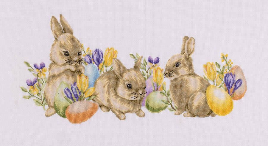 Dutch Stitch Brothers Counted Cross Stitch Kit Easter Bunnies Aida 14 Count For Adults DSB020