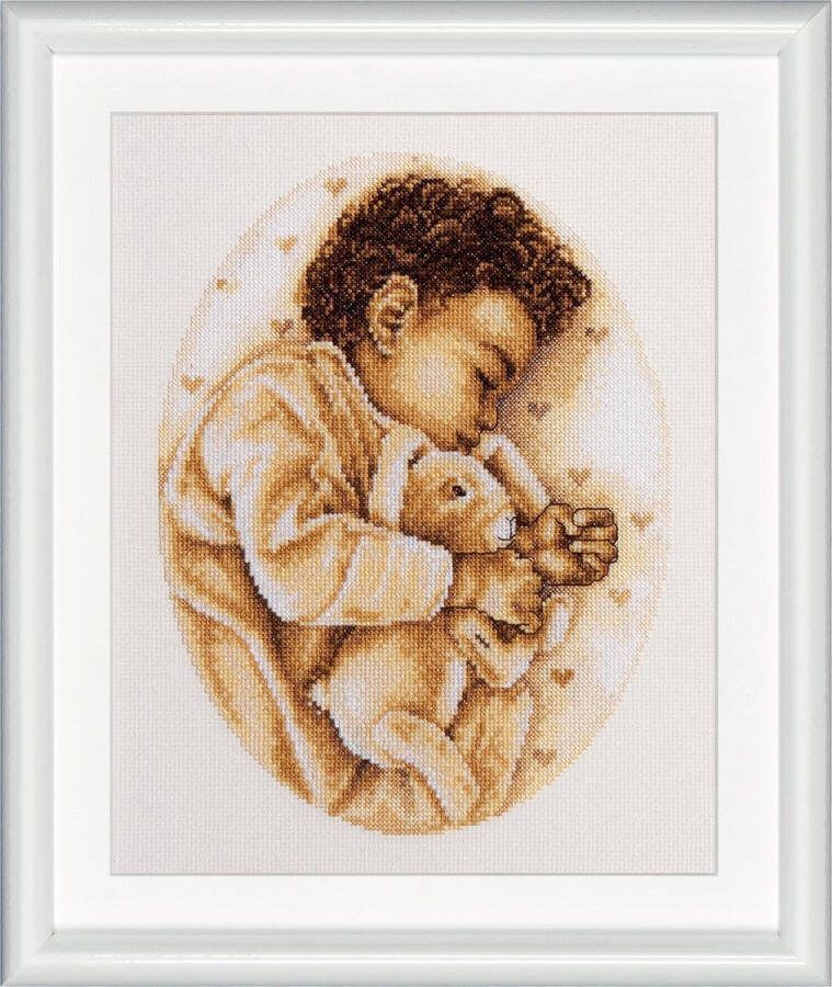 Dutch Stitch Brothers DIY borduurpakket DSB001A Kleine jongen Wit Aida 30 x 10 cm
