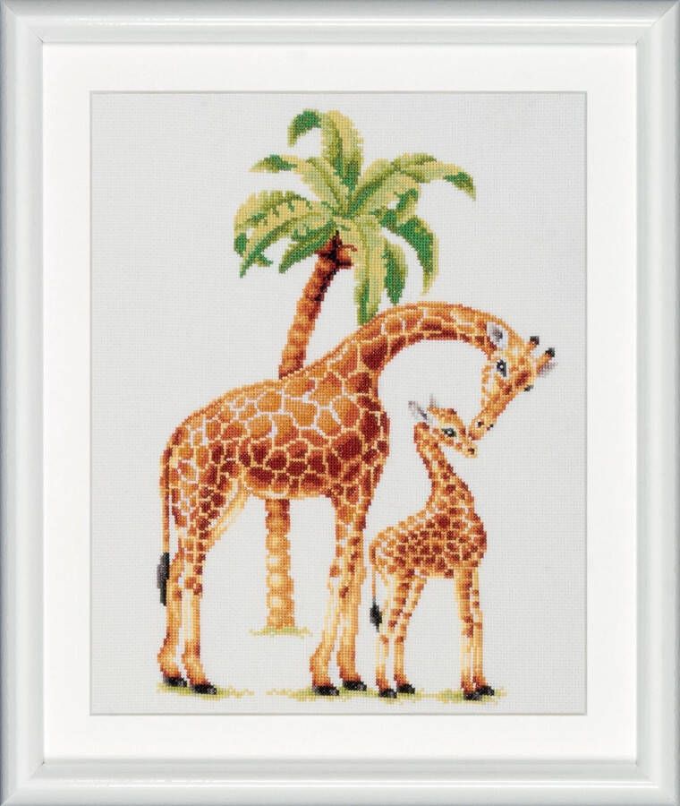 Dutch Stitch Brothers DIY borduurpakket DSB003A Safari Giraffe Wit Aida 38 x 25 cm