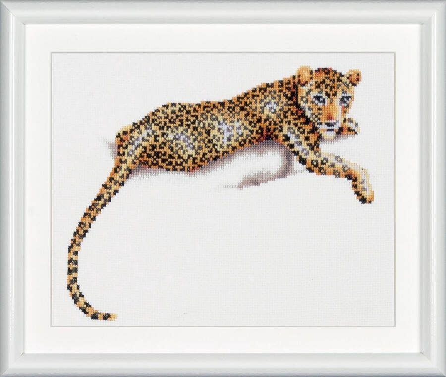 Dutch Stitch Brothers DIY borduurpakket DSB004L Safari Luipaard Wit Linnen 21 x 25 cm