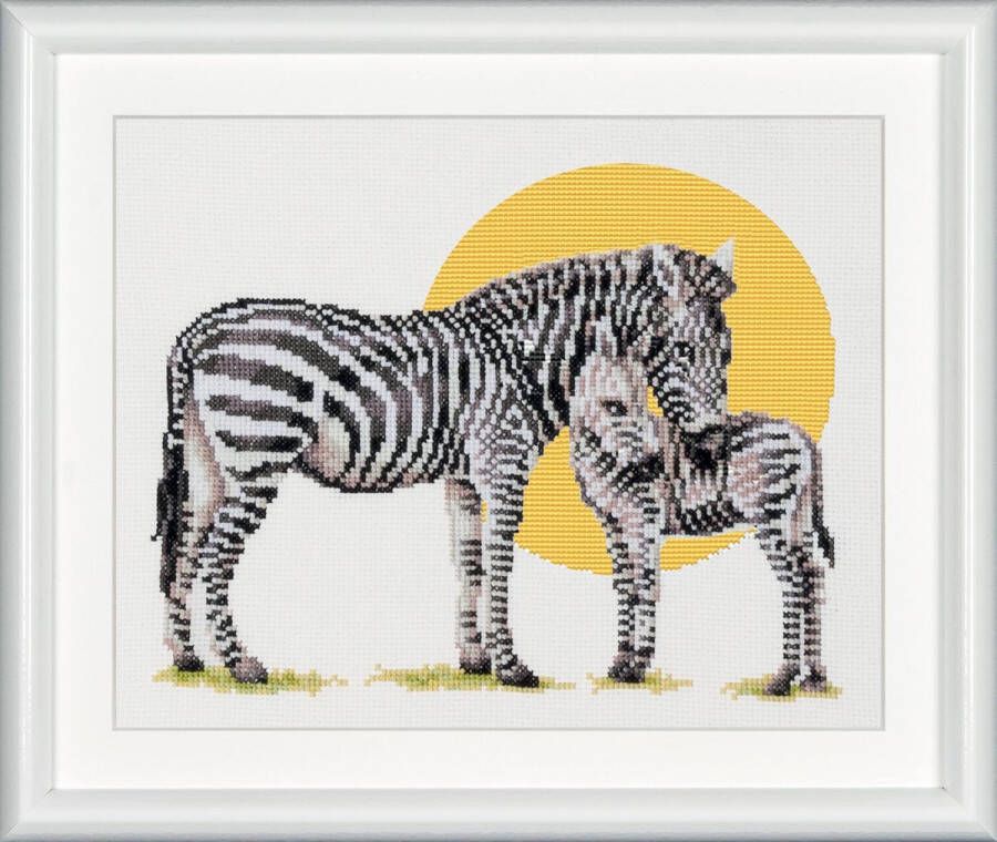 Dutch Stitch Brothers DIY borduurpakket DSB006A Safari Zebra Wit Aida 21 x 25 cm