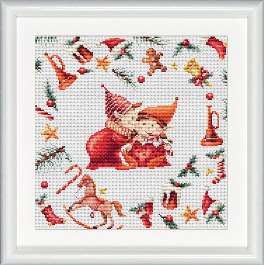 Dutch Stitch Brothers DIY borduurpakket DSB019A Kerst Elf Aida 25 x 25 cm