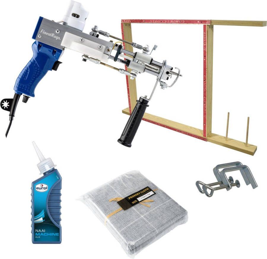 Dutch Tufting Gun Beginnerspakket Starter kit met Tuftmachine AK-DUO PRO blauw Tufting Frame Tufting Doek en Onderhoudsolie Starten met Tuften