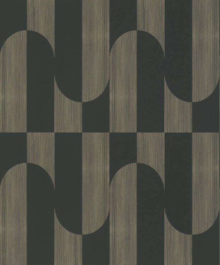 Dutch Wallcoverings Duch Wallcoverings Asperia- Gael zwart goud vliesbehang 10m x 53cm A55702