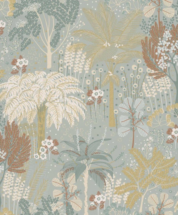 Dutch Wallcoverings Duch Wallcoverings Asperia- Louan groen goud vliesbehang 10m x 53cm A54802