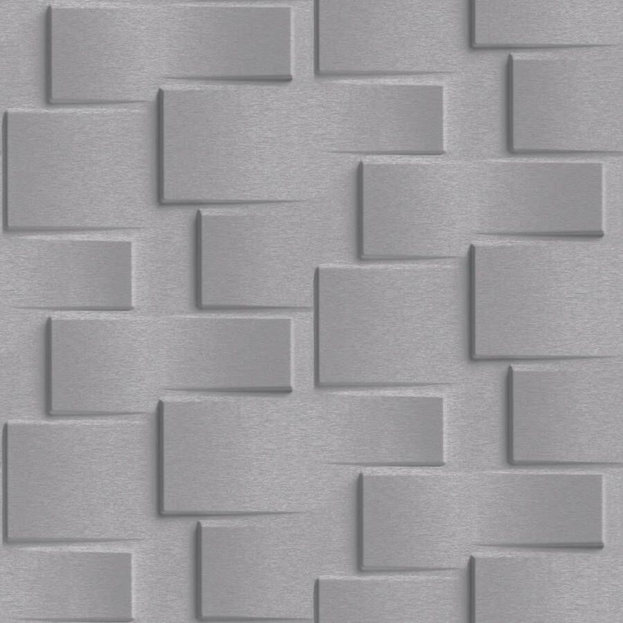 Dutch Wallcoverings Exposure 3D steen d.grijs effen (vliesbehang grijs)