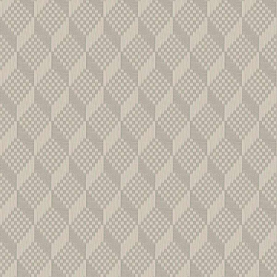 Dutch Wallcoverings Grace 3D stitched cube grey vliesbehang 10m x 53cm GR322303