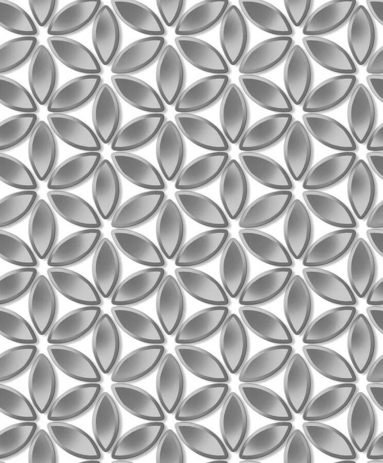 Dutch Wallcoverings Hexagone dessin grijs zilver modern (vliesbehang zilver)