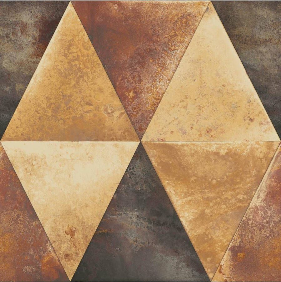 Dutch Wallcoverings Hexagone driehoek bruin goud modern (vliesbehang goud)