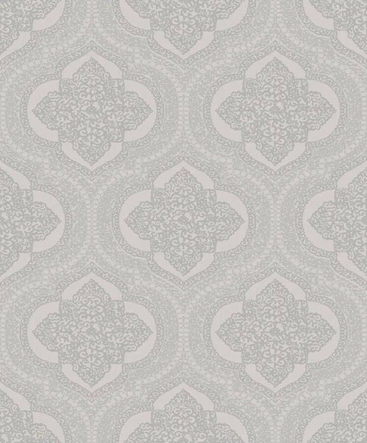 Dutch Wallcoverings Level One medaillon grijs klassiek (vliesbehang grijs)