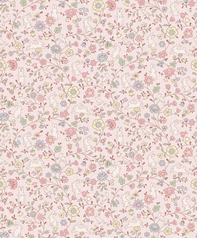 Dutch Wallcoverings Little Kids- Liberty roze vliesbehang 10m x 53cm JS3105