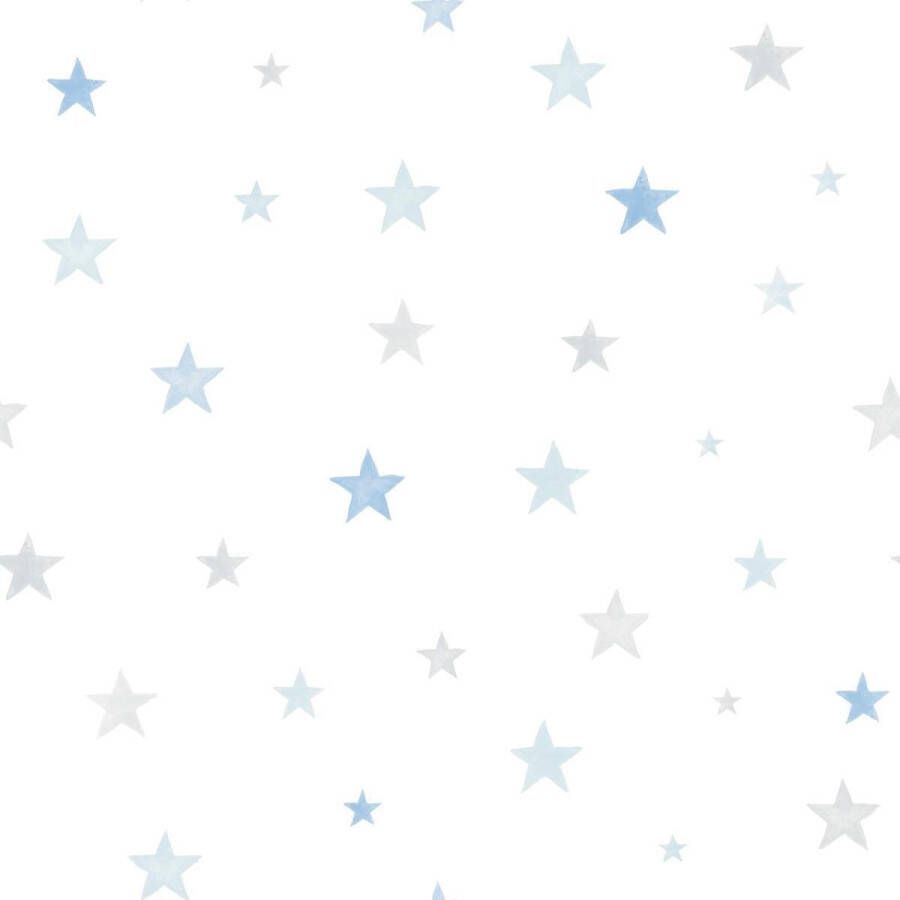 Dutch Wallcoverings Little Ones Stars blauw grijs natuur (vliesbehang blauw)