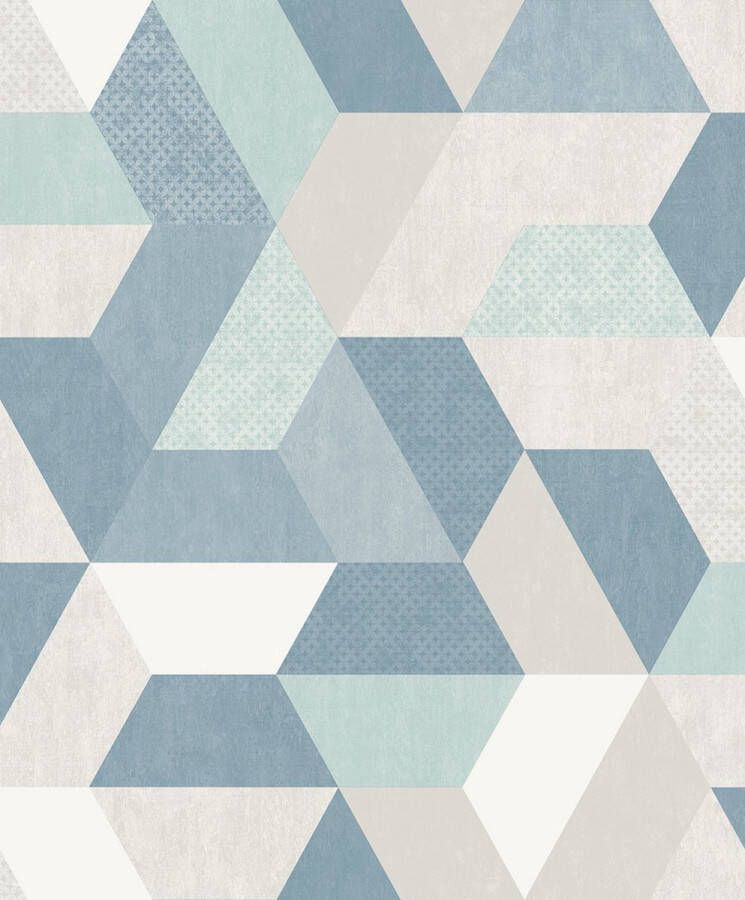 Dutch Wallcoverings Loft- retro blauw grijs vliesbehang 10m x 53cm M509-01