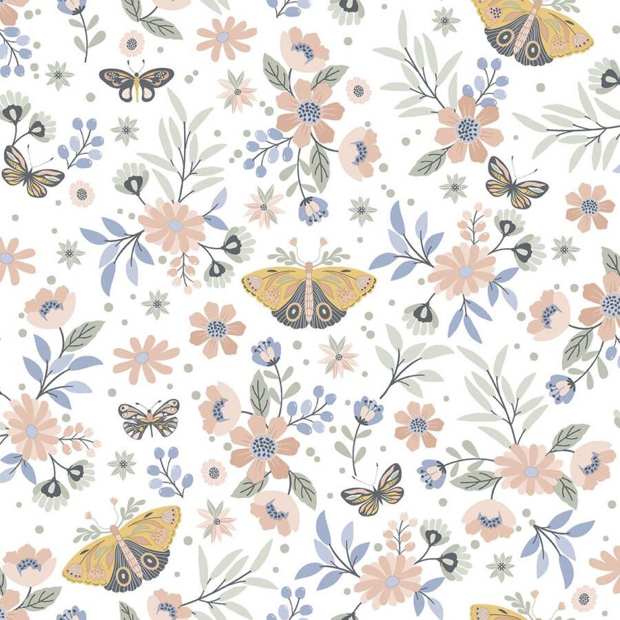 Dutch Wallcoverings My Kingdom- Butterflies beige groen vliesbehang 10m x 53cm M581-05