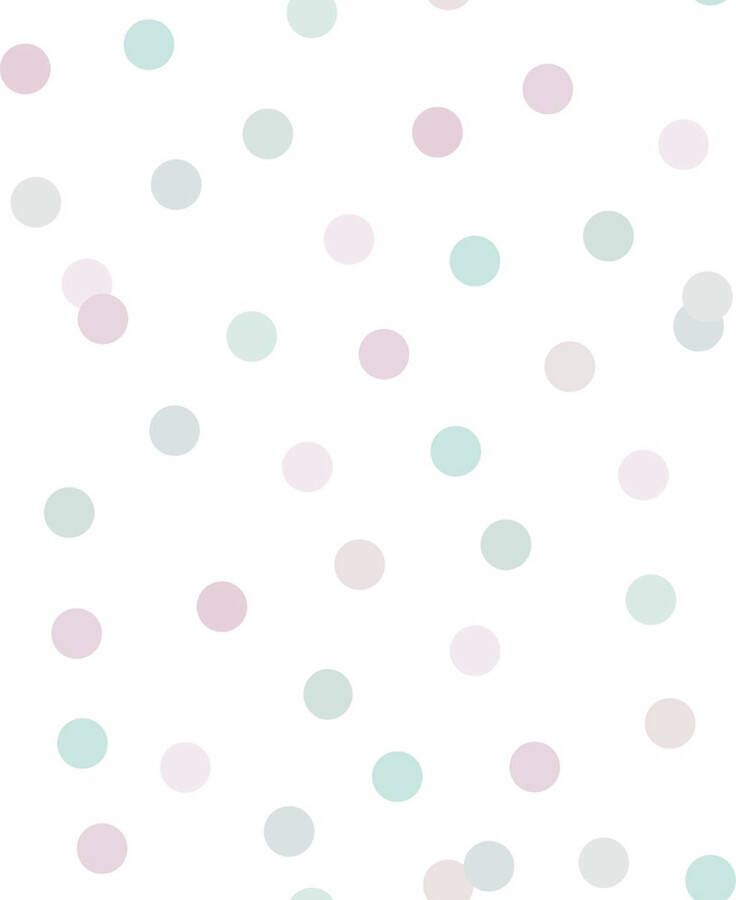 Dutch Wallcoverings My Kingdom- Dots Large roze groen vliesbehang 10m x 53cm M519-03