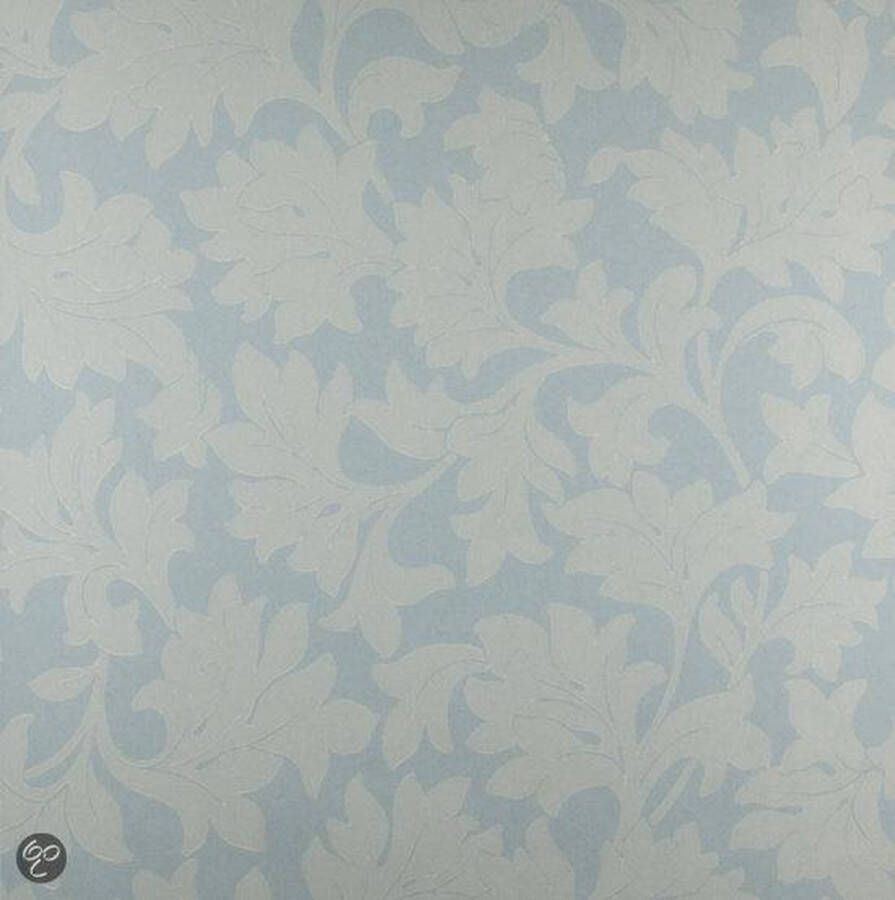 Dutch Wallcoverings Vliesbehang bladeren ijsblauw creme
