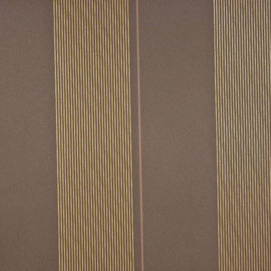 Dutch Wallcoverings Vliesbehang streep bruin goud