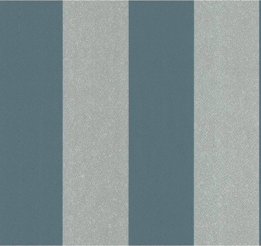 Dutch Wallcoverings vliesbehang streep turquoise grijs