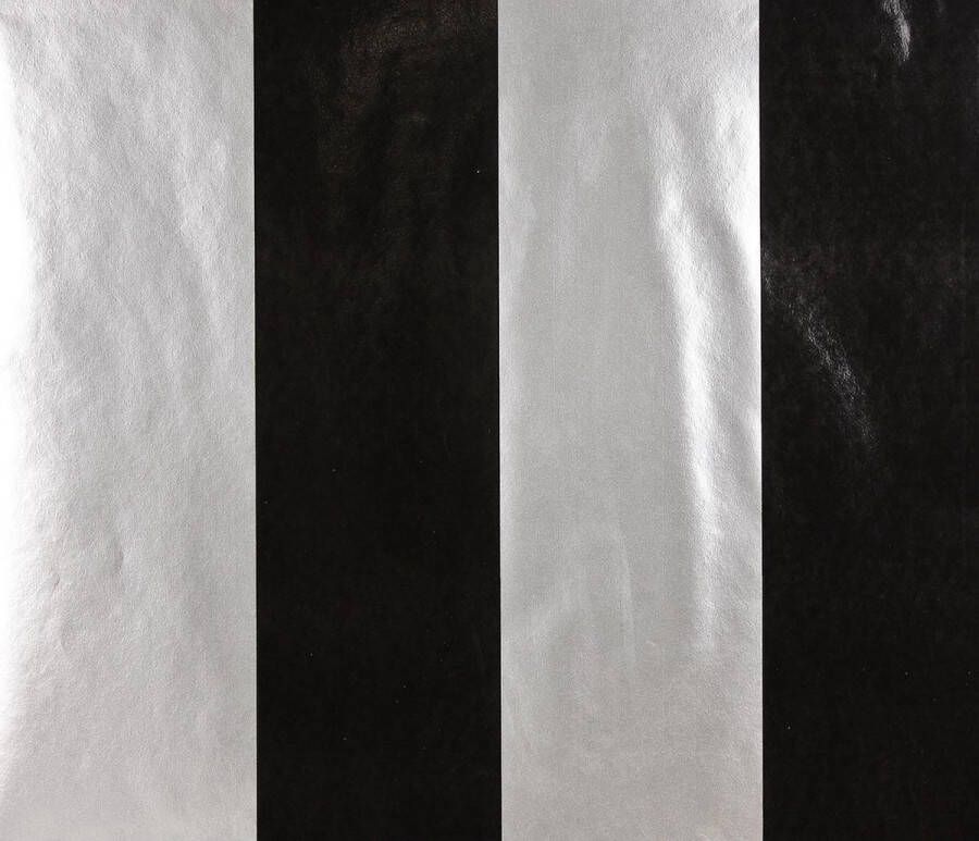 Dutch Wallcoverings Vliesbehang Streep Zwart zilver