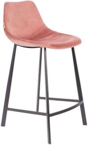 Dutchbone Barkruk 'Franky' Velvet (zithoogte 65cm) kleur Roze