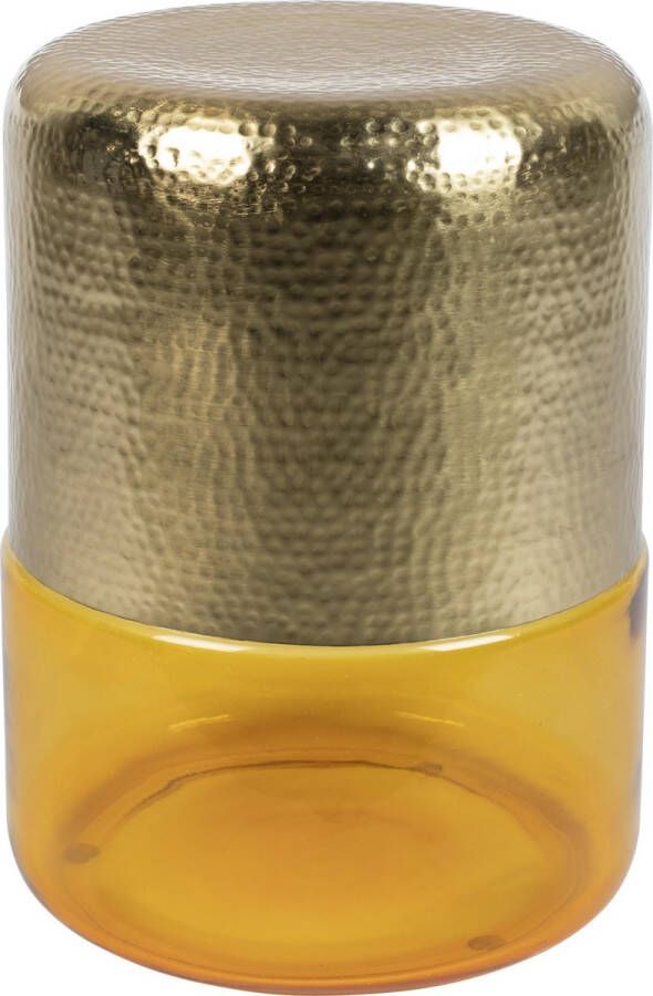 Dutchbone Bijzettafel Cave IJzer en glas 35cm Amber Rond - Foto 1