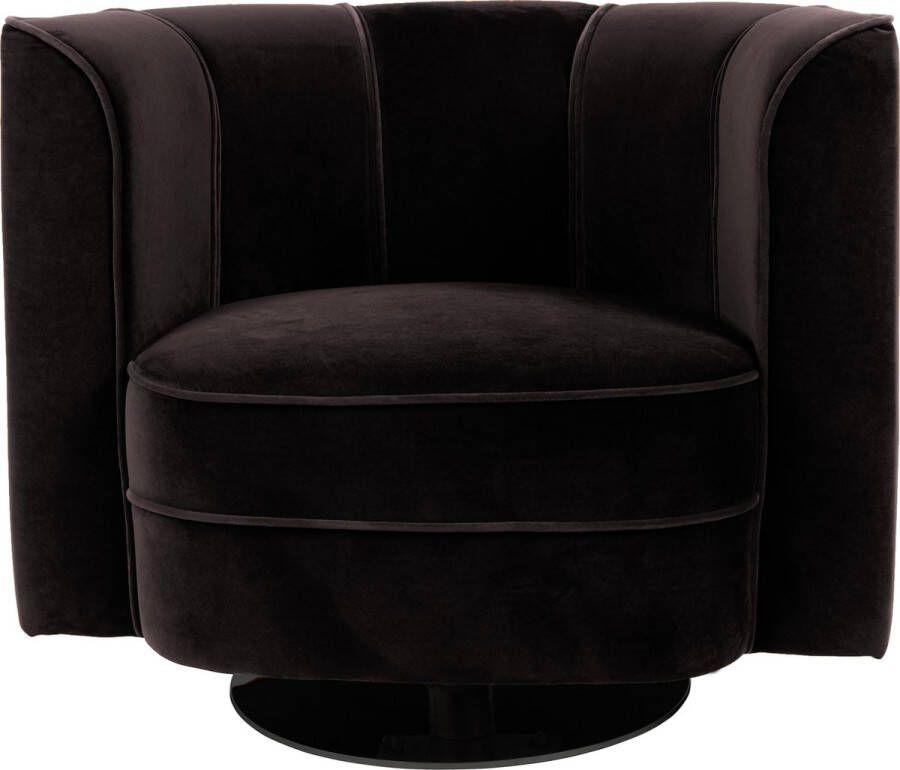Dutchbone Draaibare Fauteuil Flower Zwart Velvet