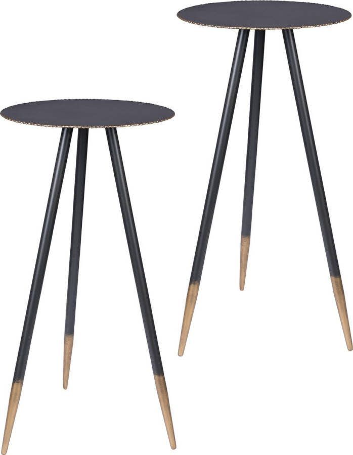 Dutchbone Stalwart Low plantenstandaard Set van 2 Zwart
