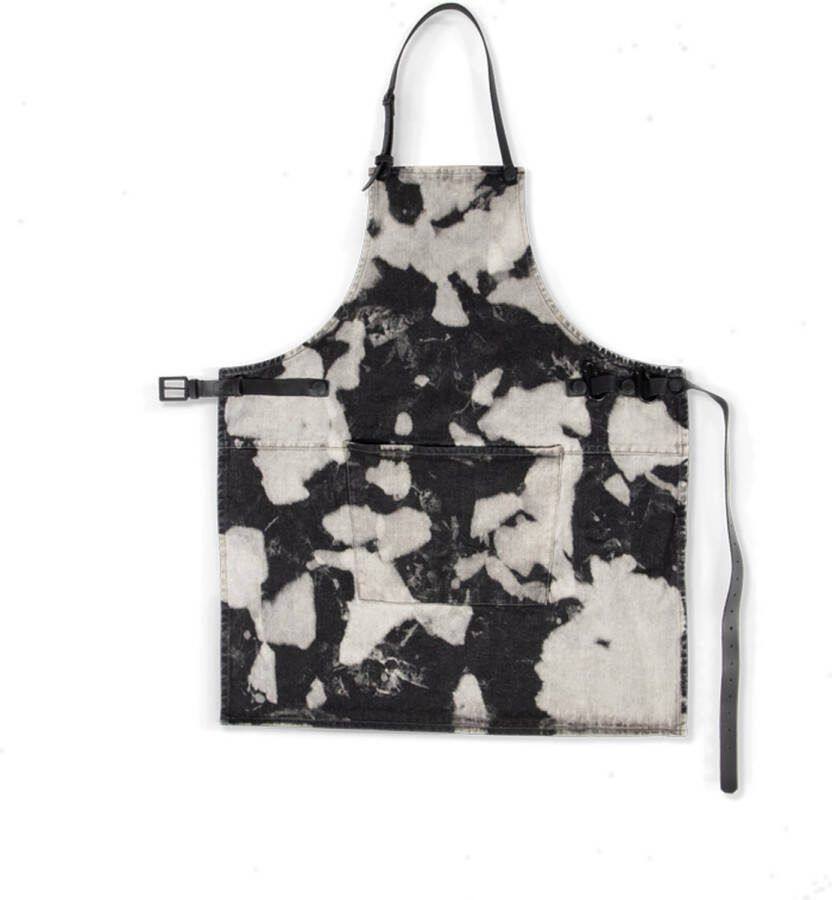 Dutchdeluxes Barbecue- BBQ Schort Keukenschort 2 karabijnhaken Zwart met wit gekleurd