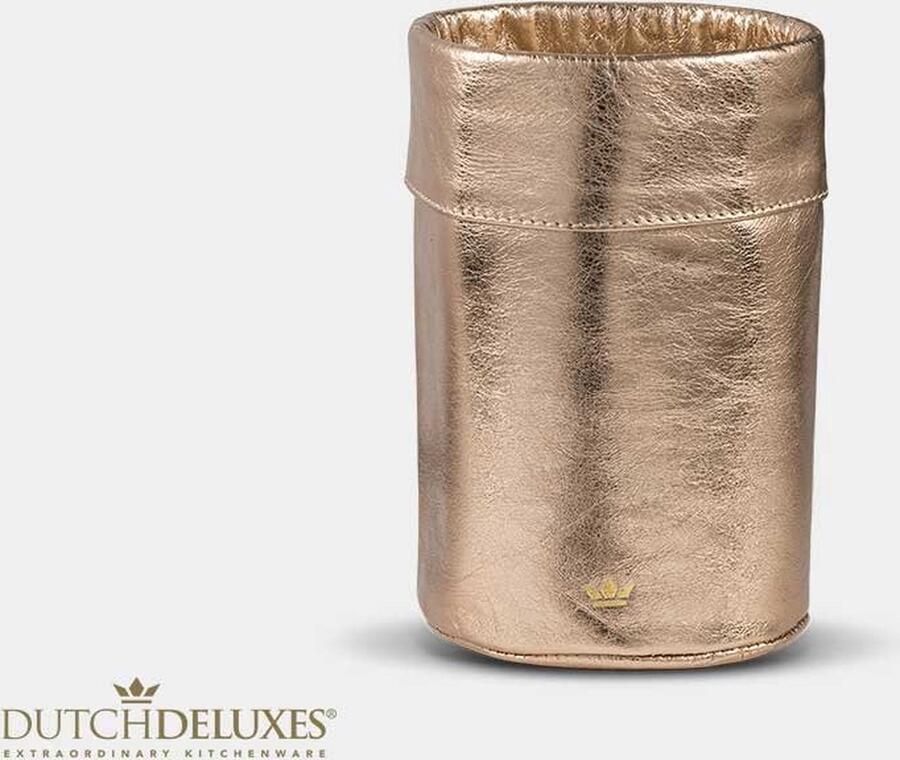 Dutchdeluxes Luxe Volnerf leer Wijnkoeler 18 5 x 12 cm Anti-slip Goud